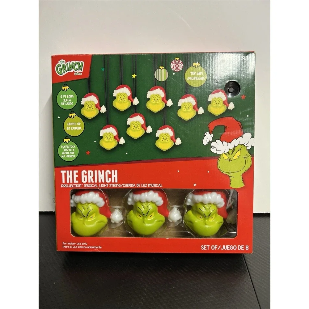 The Grinch Projection Christmas Musical String Lights (8) - 8.2' long-New In Box